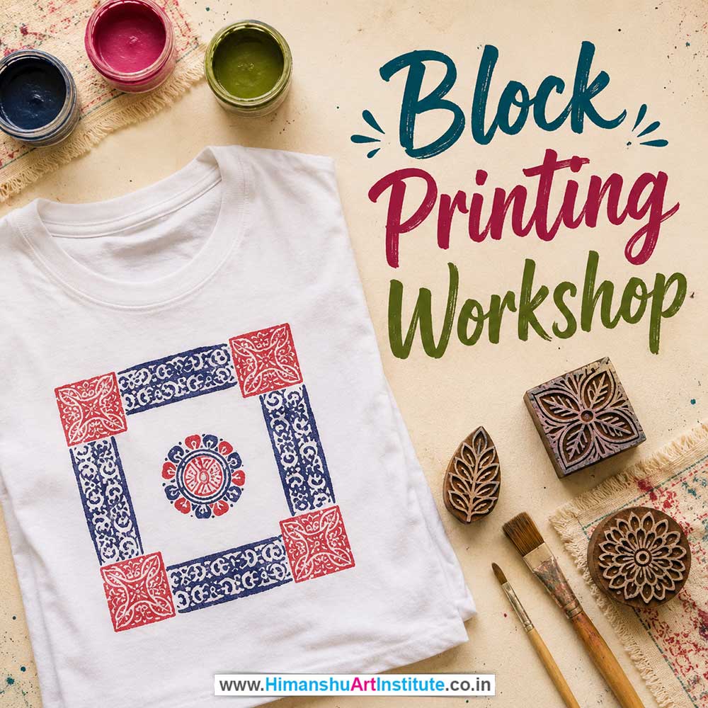 Block Printing Workshop for Young and Adults in Delhi, Online Block Printing Workshp for Young and Adults, Best Art & Craft Workshop for Adults near Me