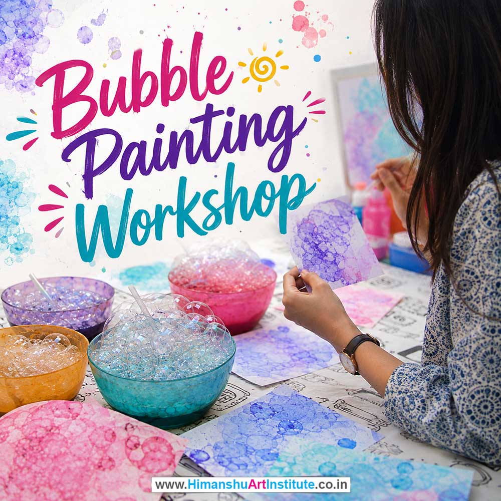 Bubble Painting Workshop for Young and Adults in Delhi, Online Bubble Painting Workshp for Young and Adults, Best Art & Craft Workshop for Adults near Me