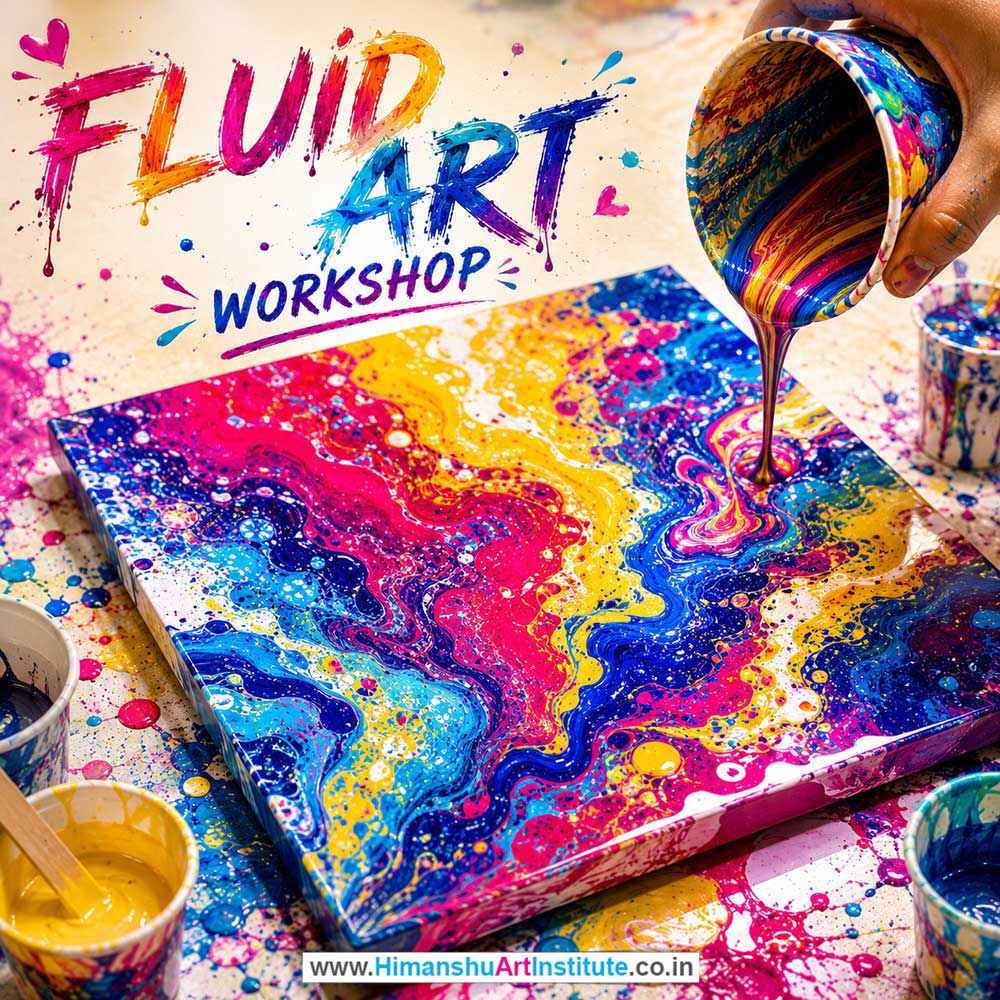 Fluid Art Workshop for Young and Adults in Delhi, Online Fluid Art Workshp for Young and Adults, Best Art & Craft Workshop for Adults near Me