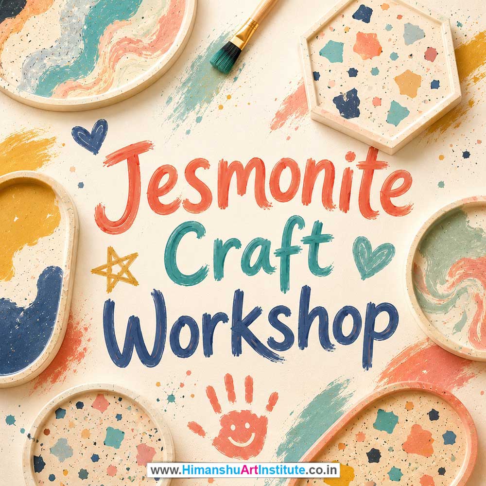 Jesmonite Craft Workshop for Young and Adults in Delhi, Online Jesmonite Craft Workshp for Young and Adults, Best Art & Craft Workshop for Adults near Me