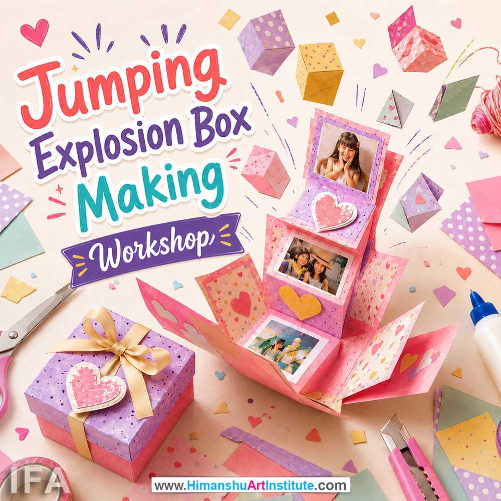 Jumping Explosion Box Making Workshop for Young and Adults in Delhi, Online Jumping Explosion Box Making Workshp for Young and Adults, Best Art & Craft Workshop for Adults near Me