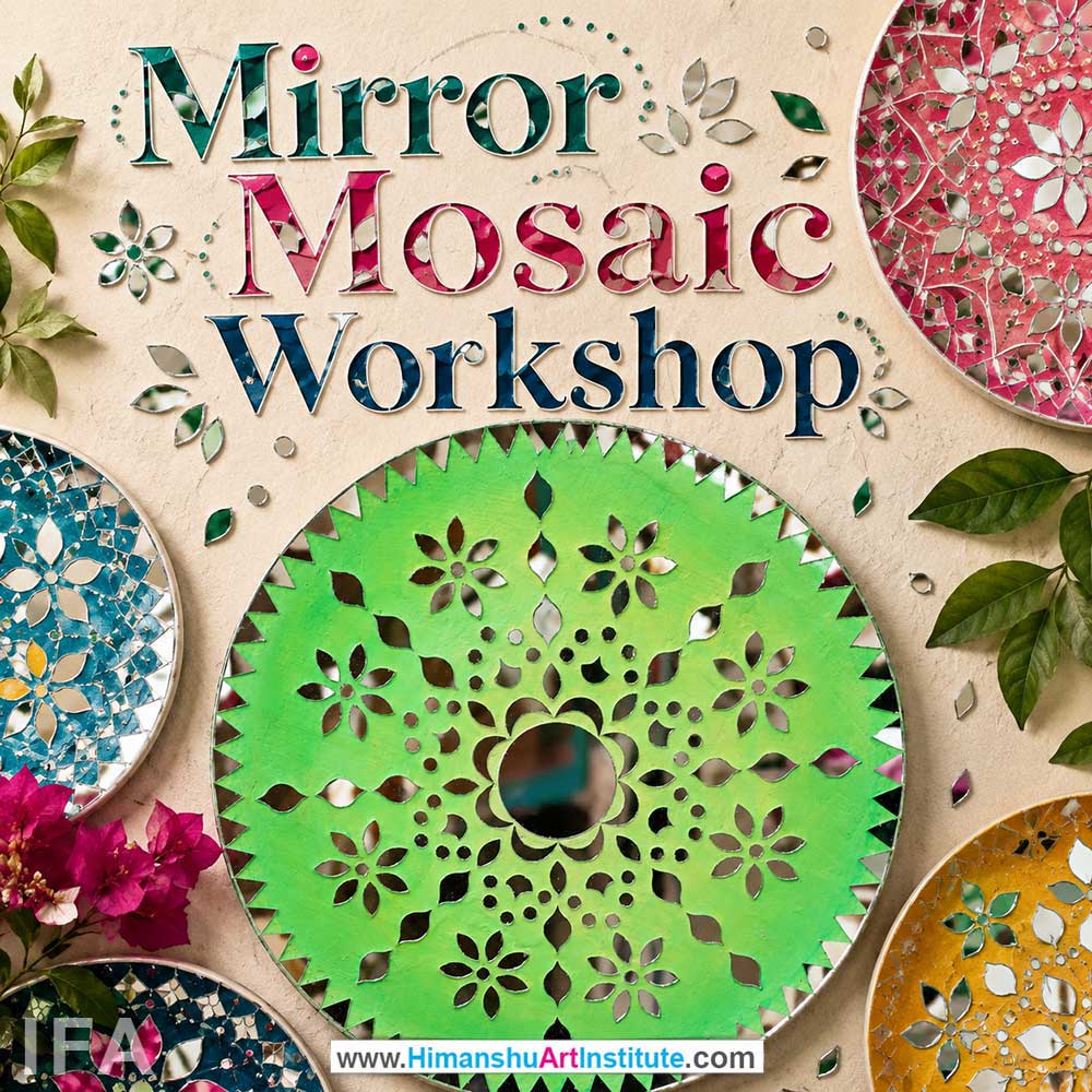 Mirror Mosaic Workshop for Young and Adults in Delhi, Online Mirror Mosaic Workshp for Young and Adults, Best Art & Craft Workshop for Adults near Me