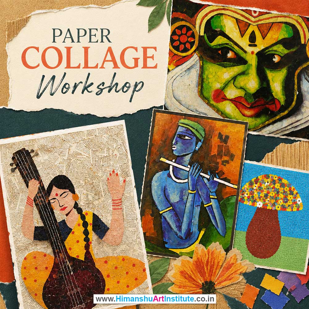 Paper Collage Workshop for Young and Adults in Delhi, Online Paper Collage Workshp for Young and Adults, Best Art & Craft Workshop for Adults near Me