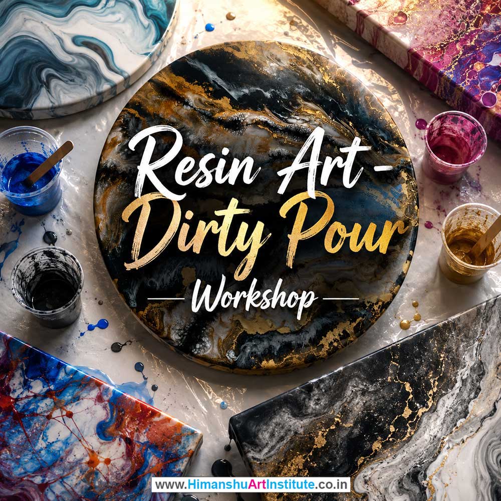 Resin Art Dirty Pour Workshop for Young and Adults in Delhi, Online Resin Art Dirty Pour Workshp for Young and Adults, Best Art & Craft Workshop for Adults near Me