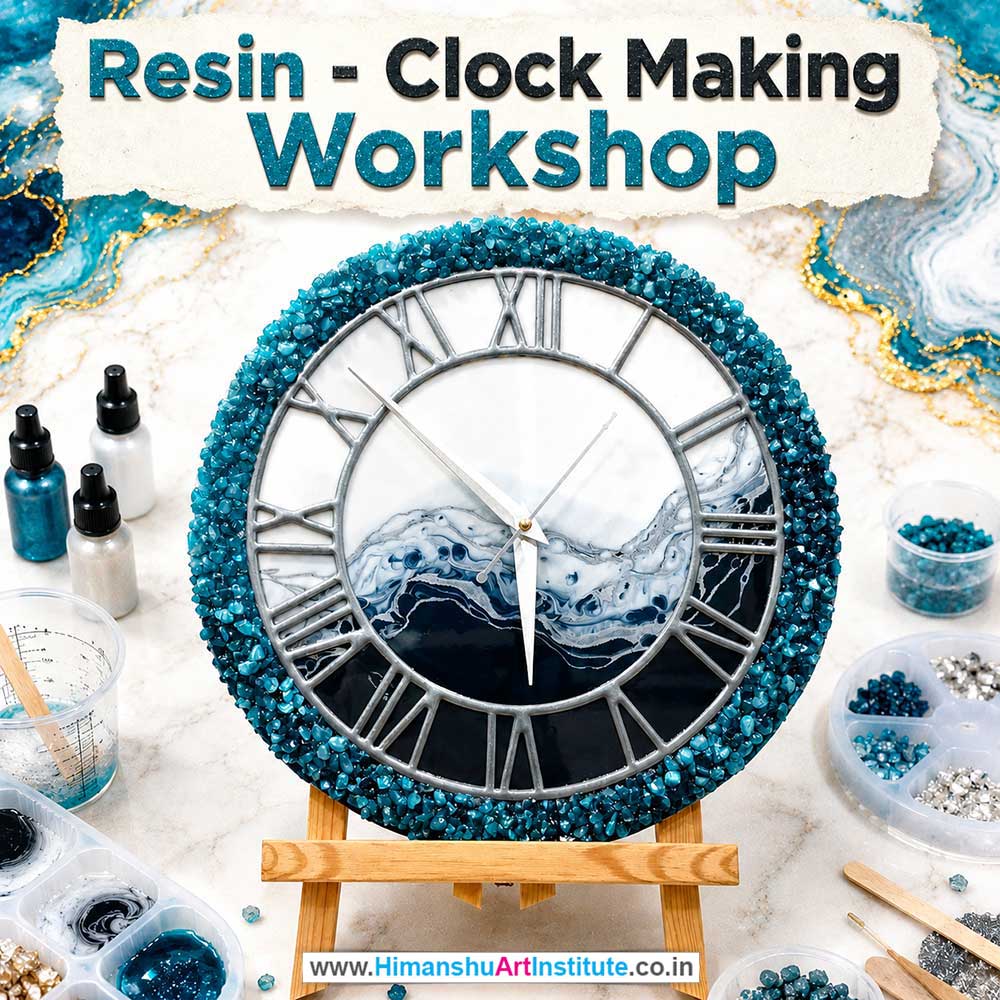 Resin Clock Making Workshop for Young and Adults in Delhi, Online Resin Clock Making Workshp for Young and Adults, Best Art & Craft Workshop for Adults near Me