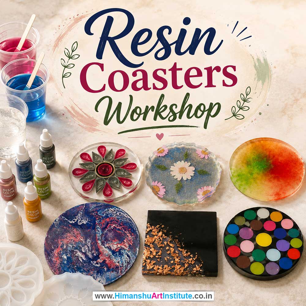 Resin Coasters Workshop for Young and Adults in Delhi, Online Resin Coasters Workshp for Young and Adults, Best Art & Craft Workshop for Adults near Me