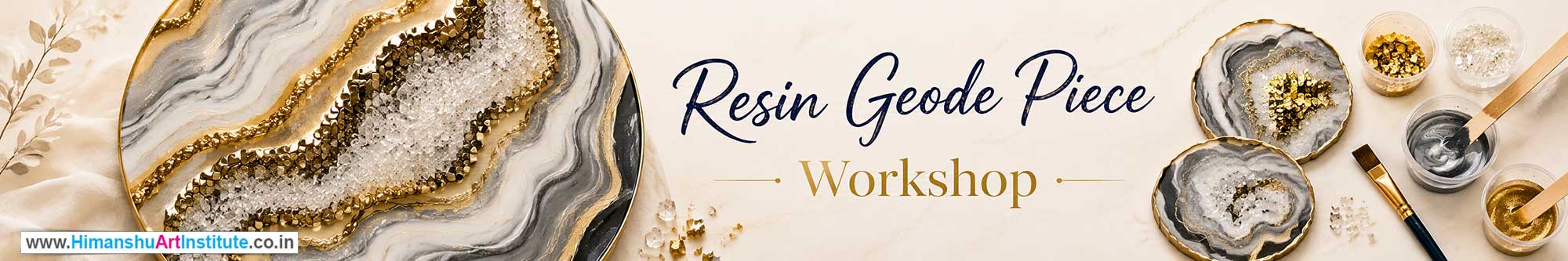 Resin Geode Piece Workshop for Young and Adults in Delhi, Online Resin Geode Piece Workshop, Resin Geode Piece Workshop Near Me, Art & Craft Workshop for Adults, Himanshu Art Institute