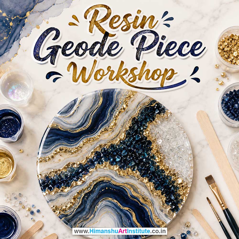 Resin Geode Piece Workshop for Young and Adults in Delhi, Online Resin Geode Piece Workshp for Young and Adults, Best Art & Craft Workshop for Adults near Me