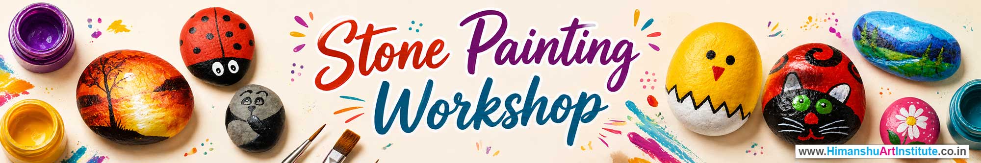 Stone Painting Workshop for Young and Adults in Delhi, Online Stone Painting Workshop, Stone Painting Workshop Near Me, Art & Craft Workshop for Adults, Himanshu Art Institute