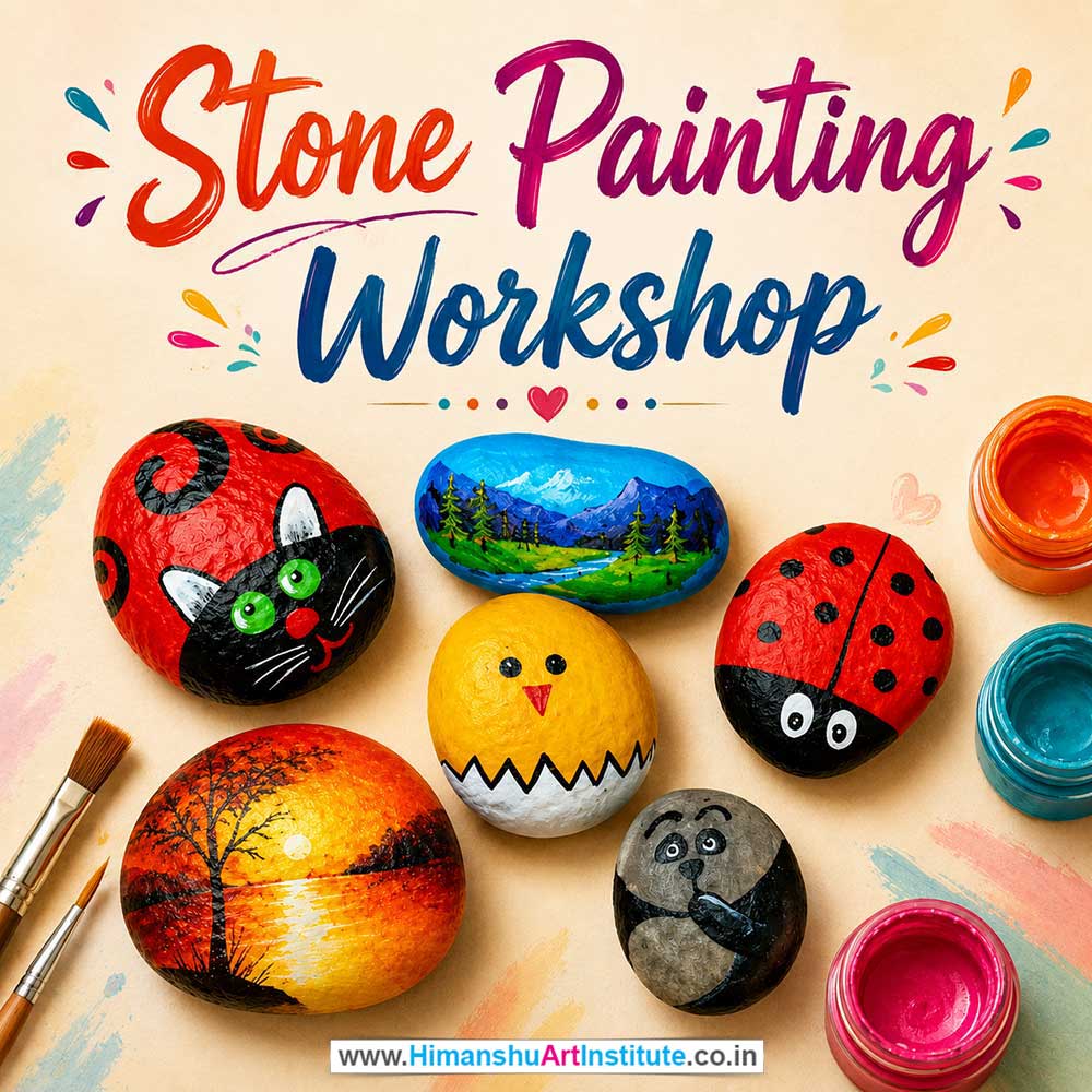 Stone Painting Workshop for Young and Adults in Delhi, Online Stone Painting Workshp for Young and Adults, Best Art & Craft Workshop for Adults near Me
