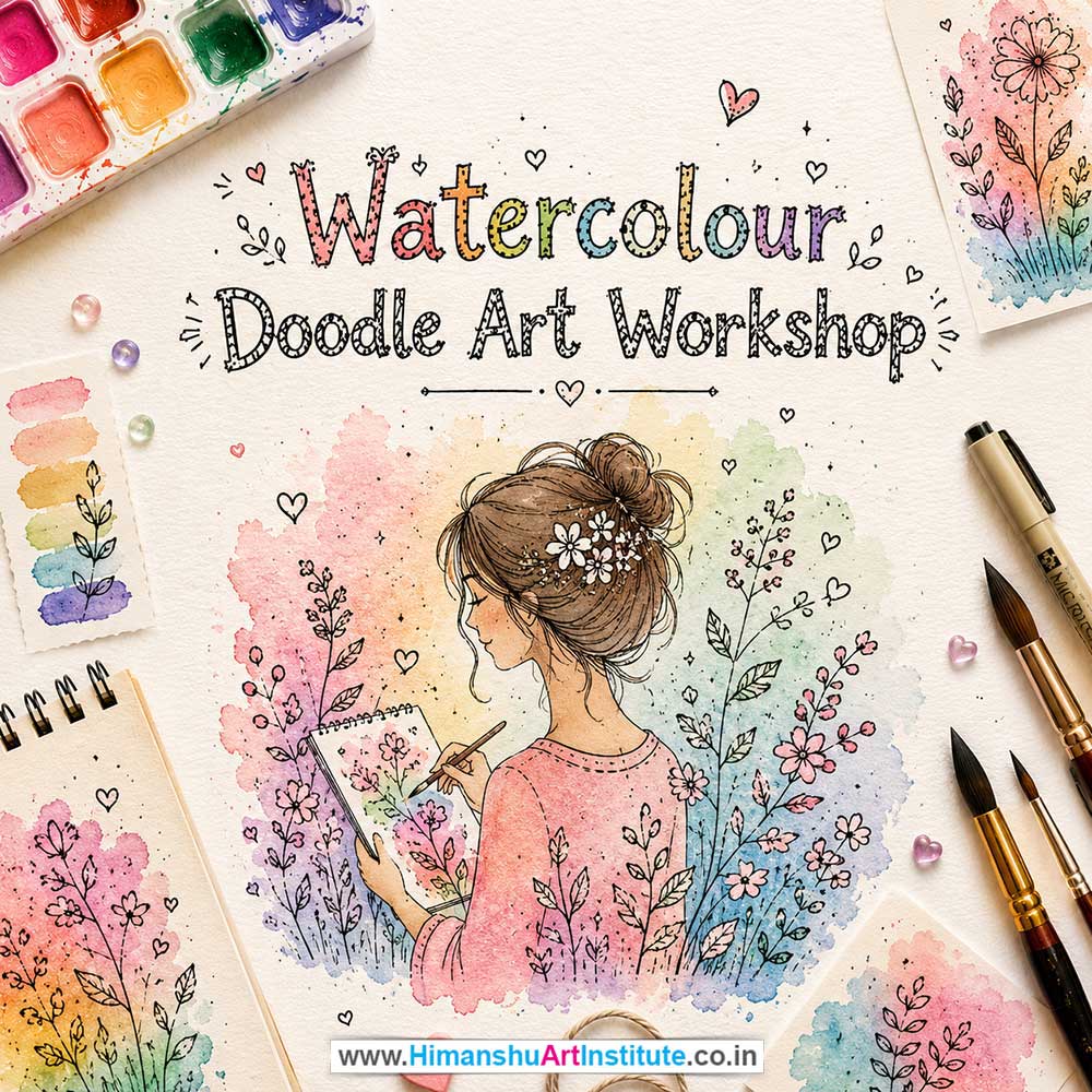 Watercolour Doodle Art Workshop for Young and Adults in Delhi, Online Watercolour Doodle Art Workshp for Young and Adults, Best Art & Craft Workshop for Adults near Me