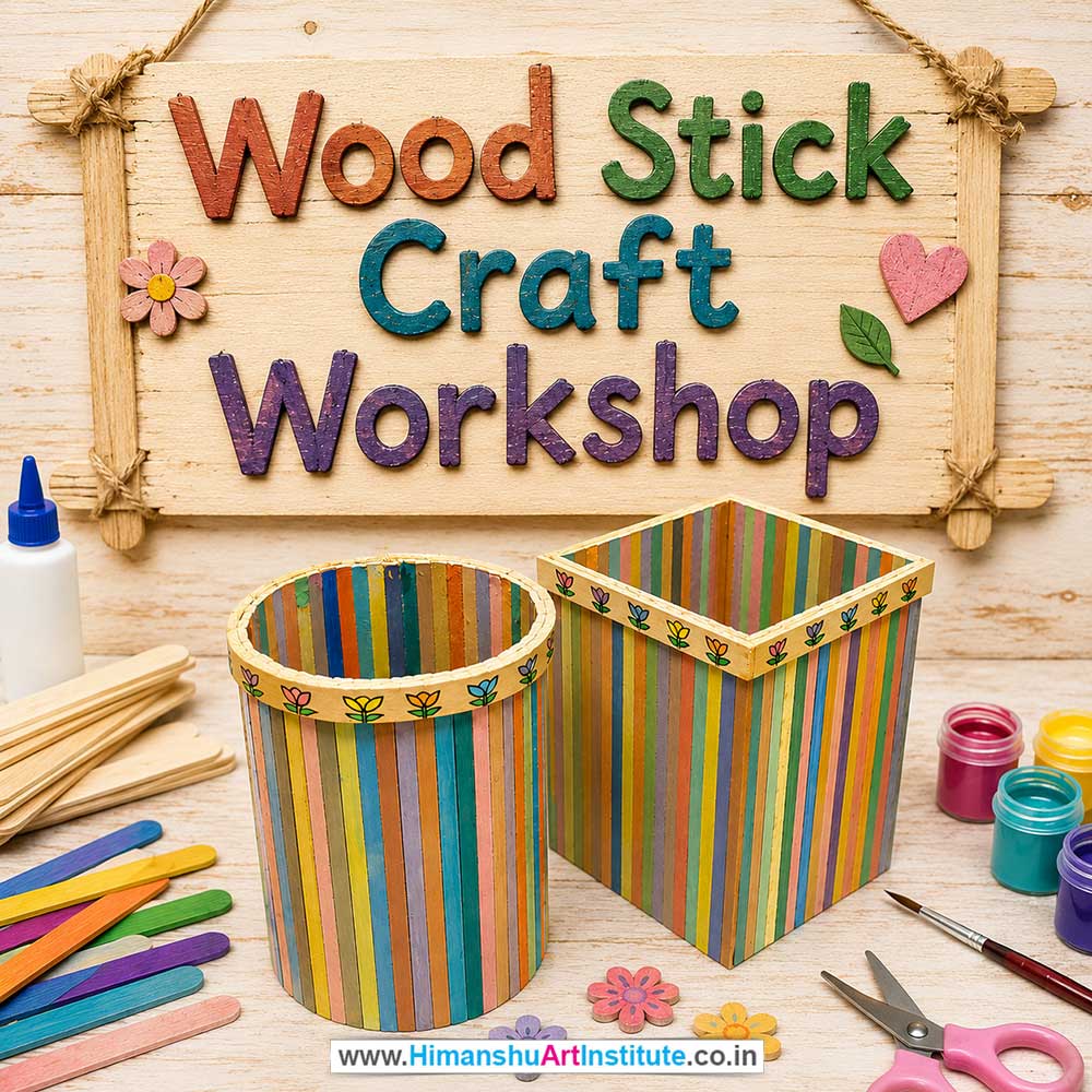 Wood Stick Craft Workshop Wood Stick Craft Workshop for Young and Adults in Delhi, Online Wood Stick Craft Workshp for Young and Adults, Best Art & Craft Workshop for Adults near Me