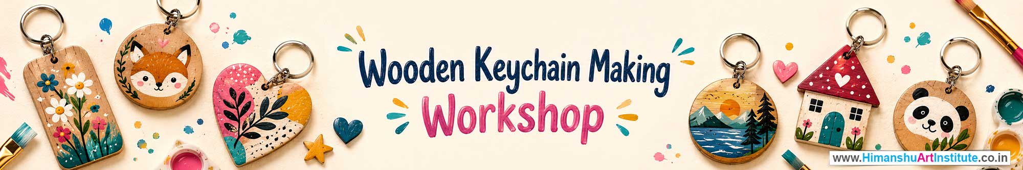 Wooden Keychain Making Workshop for Young and Adults in Delhi, Online Wooden Keychain Making Workshop, Wooden Keychain Making Workshop Near Me, Art & Craft Workshop for Adults, Himanshu Art Institute