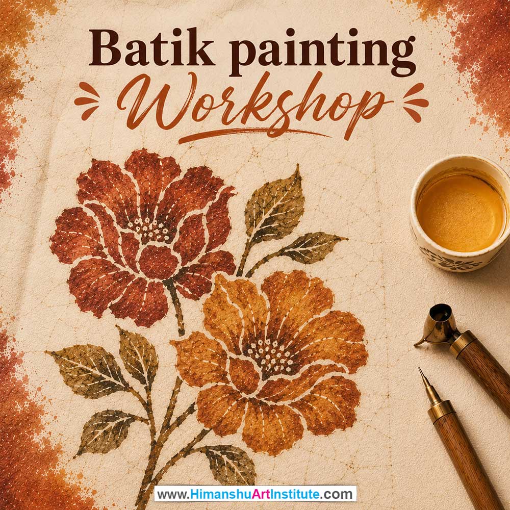 Batik Painting Workshop for Foreigners, Batik Painting Workshop for Foreigners in Delhi, Online Batik Painting Workshop for Foreigners, Indian Folk Art Classes for Foreigners, Indian Art Workshop for Foreigners, Himanshu Art Institute