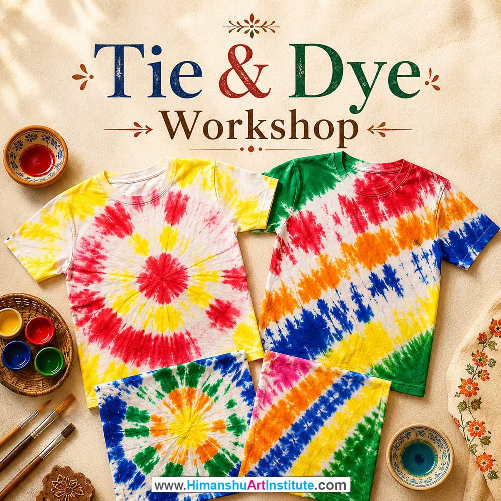 Tie & Dye Workshop for Foreigners Tie & Dye Workshop for Foreigners, Tie & Dye Workshop for Foreigners in Delhi, Online Tie & Dye Workshop for Foreigners, Indian Folk Art Classes for Foreigners, Indian Art Workshop for Foreigners, Himanshu Art Institute