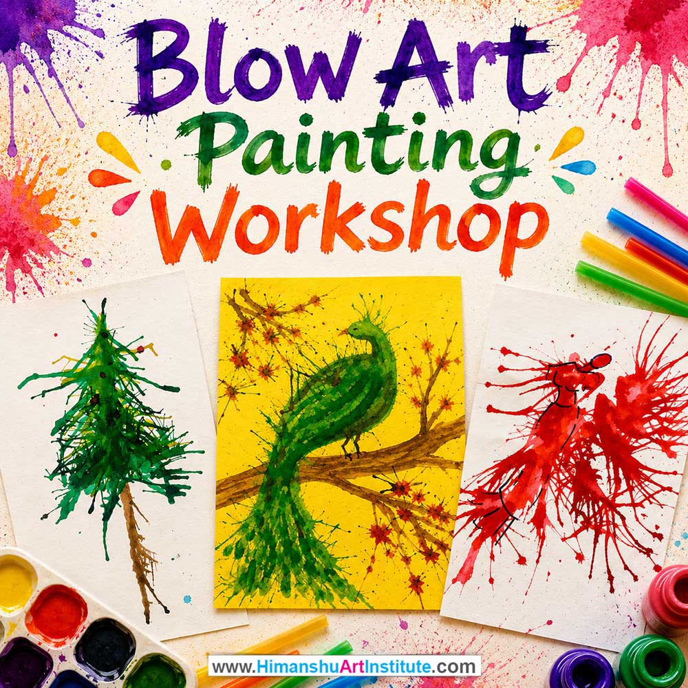 Blow Art Painting Workshop for Kids and Children in Delhi, Online Blow Art Painting Workshp for Kds, Best Art & Craft Workshop for Children near Me