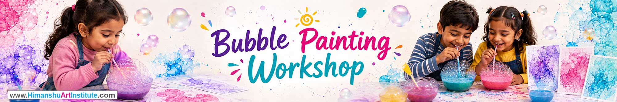 Bubble Painting Workshop for Kids and Children in Delhi, Bubble Painting Workshop for Kids Near Me, Art & Craft Workshop for Children, Art & Craft Workshop for Kids, Himanshu Art Institute