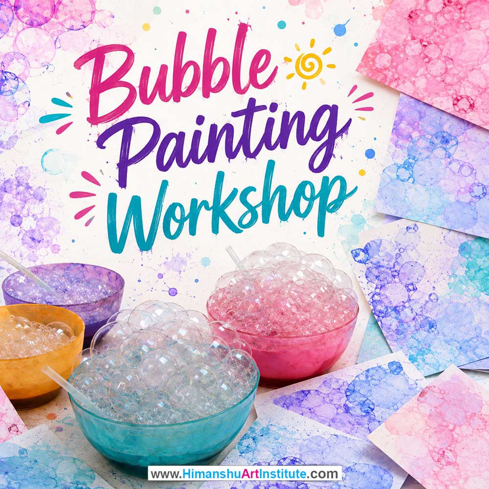 Bubble Painting Workshop for Kids and Children Bubble Painting Workshop for Kids and Children in Delhi, Online Bubble Painting Workshp for Kds, Best Art & Craft Workshop for Children near Me