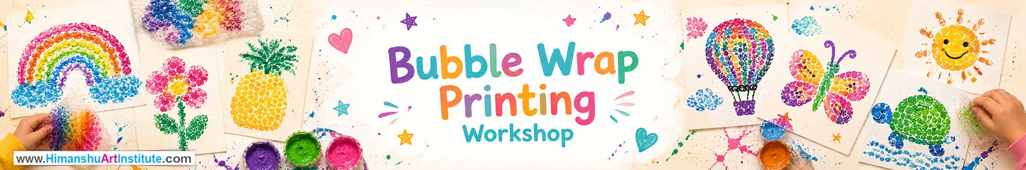 Bubble Wrap Printing  Workshop for Kids and Children in Delhi, Bubble Wrap Printing  Workshop for Kids Near Me, Art & Craft Workshop for Children, Art & Craft Workshop for Kids, Himanshu Art Institute