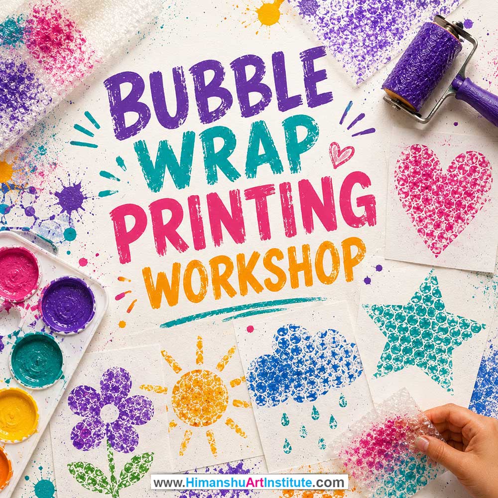 Bubble Wrap Printing Workshop for Kids and Children Bubble Wrap Printing Workshop for Kids and Children in Delhi, Online Bubble Wrap Printing Workshp for Kds, Best Art & Craft Workshop for Children near Me