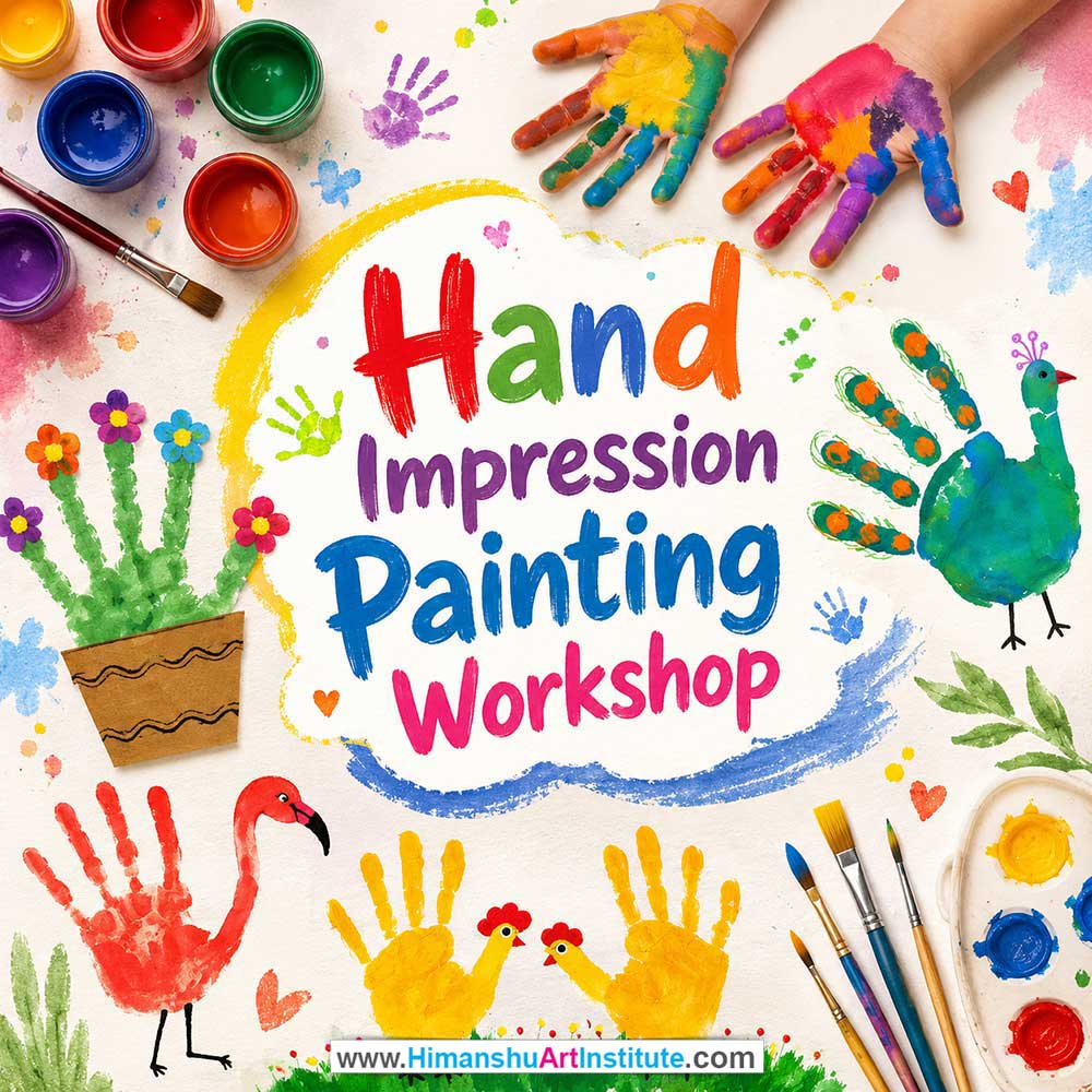 Hand Impression Painting Workshop for Kids and Children in Delhi, Online Hand Impression Painting Workshp for Kds, Best Art & Craft Workshop for Children near Me