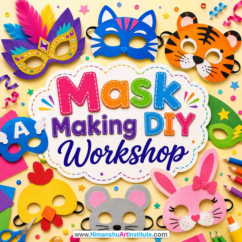 Mask Making DIY Workshop for Kids and Children in Delhi, Online Mask Making DIY Workshp for Kds, Best Art & Craft Workshop for Children near Me