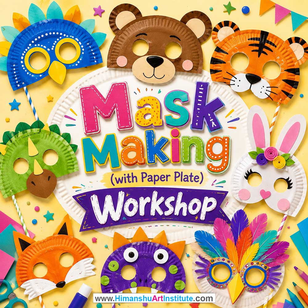 Mask Making - Paper Plate Workshop for Kids and Children Mask Making - Paper Plate Workshop for Kids and Children in Delhi, Online Mask Making - Paper Plate Workshp for Kds, Best Art & Craft Workshop for Children near Me