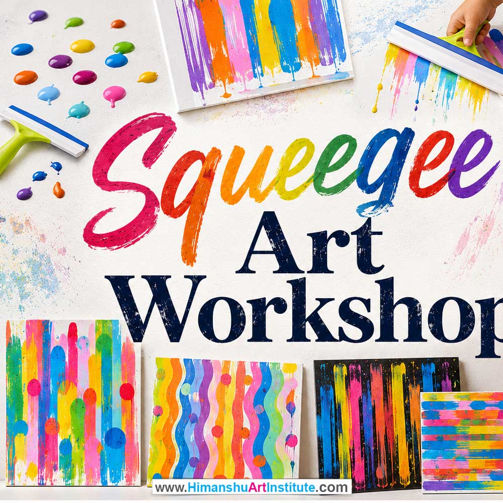 Squeegee Art Workshop for Kids and Children in Delhi, Online Squeegee Art Workshp for Kds, Best Art & Craft Workshop for Children near Me