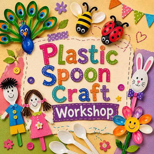 Online Plastic Spoon Craft Workshop, Plastic Spoon Craft Workshop for Kids, Plastic Spoon Craft Workshop Near Me for Children, Art & Craft Workshops for Kids, Art & Craft Activities for Children, Best Plastic Spoon Craft Workshop for Kids in Delhi, India, Himanshu Art Institute