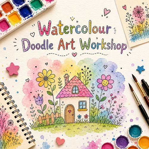 Online Watercolour Doodle Art Workshop, Watercolour Doodle Art Workshop for Kids, Watercolour Doodle Art Workshop Near Me for Children, Art & Craft Workshops for Kids, Art & Craft Activities for Children, Best Watercolour Doodle Art Workshop for Kids in Delhi, India, Himanshu Art Institute