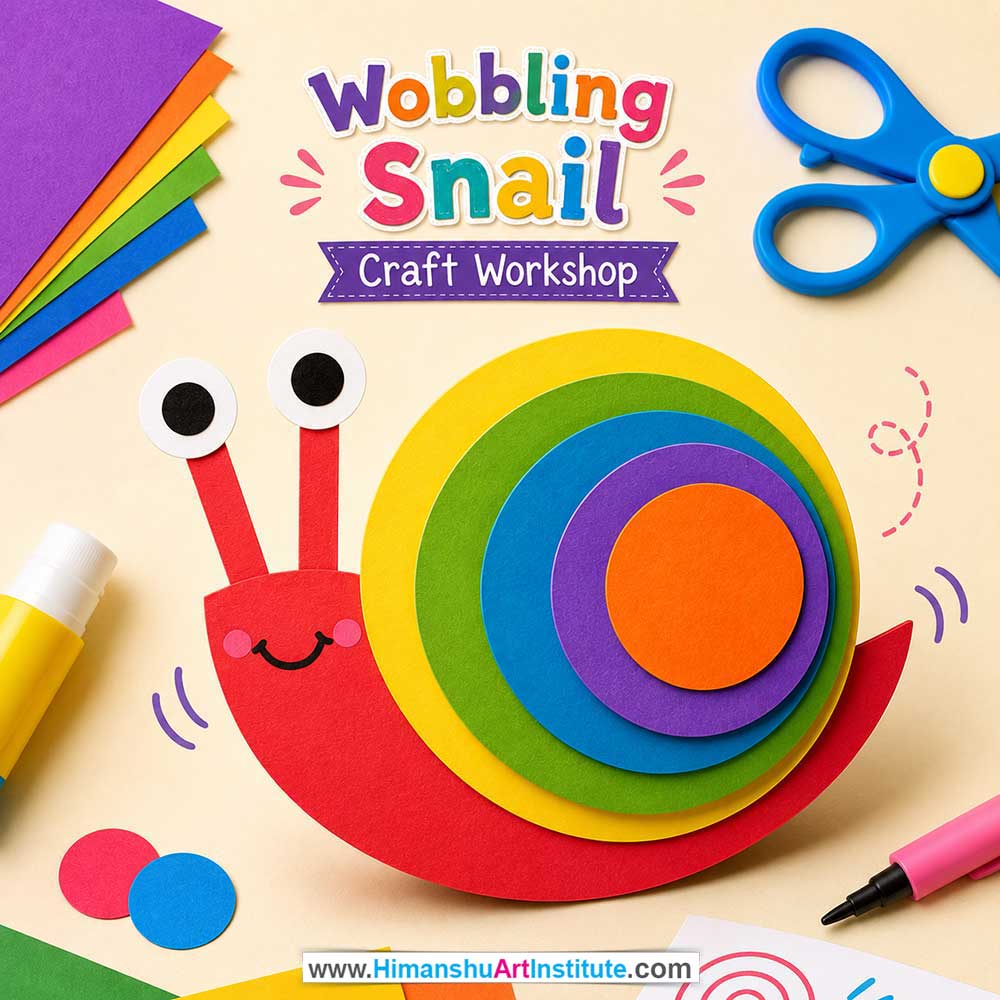 Wobbling Snail Craft Workshop for Kids and Children Wobbling Snail Craft Workshop for Kids and Children in Delhi, Online Wobbling Snail Craft Workshp for Kds, Best Art & Craft Workshop for Children near Me