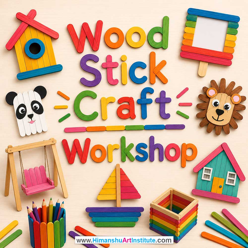 Wood Stick Craft Workshop for Kids and Children in Delhi, Online Wood Stick Craft Workshp for Kds, Best Art & Craft Workshop for Children near Me