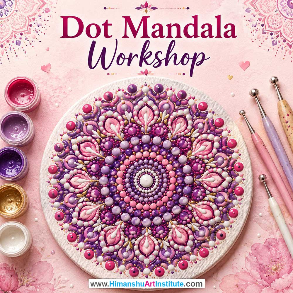 Dot Mandala Workshop Women in Delhi, Dot Mandala Workshop for Ladies in Delhi, Dot Mandala Workshop for Girls in Delhi, Online Dot Mandala Workshp for Women, Best Art & Craft Workshop for Ladies near Me