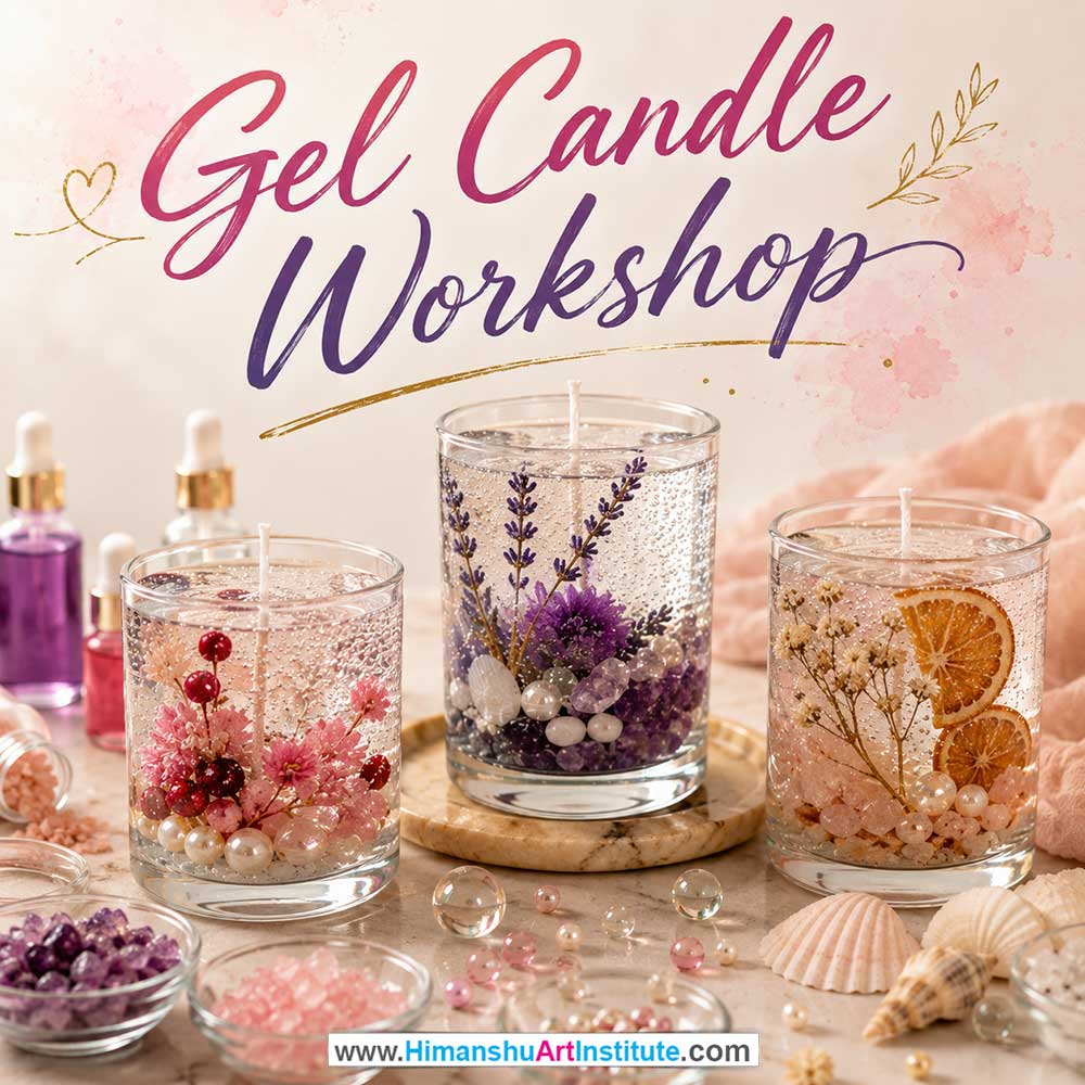 Gel Candle Workshop for Women Gel Candle Workshop Women in Delhi, Gel Candle Workshop for Ladies in Delhi, Gel Candle Workshop for Girls in Delhi, Online Gel Candle Workshp for Women, Best Art & Craft Workshop for Ladies near Me
