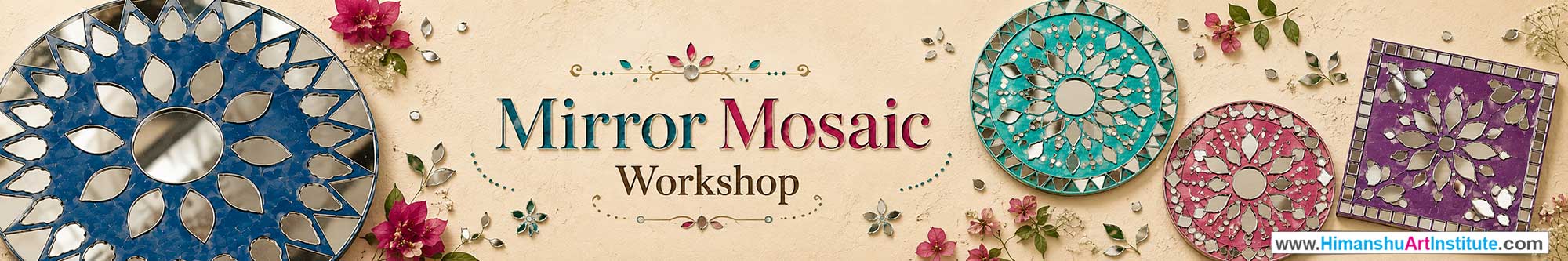 Mirror Mosaic Workshop for Women, Mirror Mosaic Workshop for Ladies, Mirror Mosaic Workshop for Girls in Delhi, Online Mirror Mosaic Workshop for Women, Mirror Mosaic Workshop Near Me, Art & Craft Workshop for Women, Himanshu Art Institute