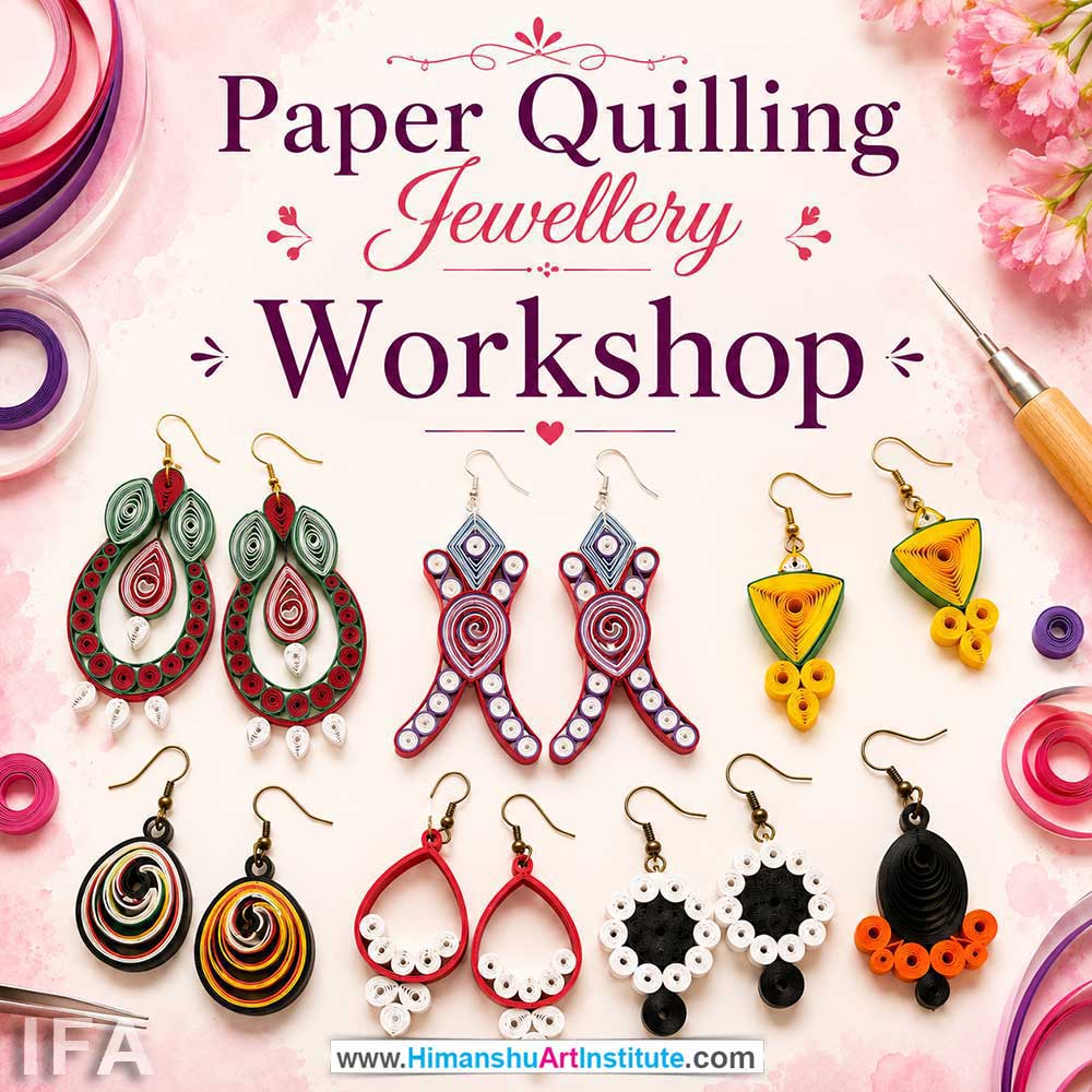 Paper Quilling Jewellery Workshop Women in Delhi, Paper Quilling Jewellery Workshop for Ladies in Delhi, Paper Quilling Jewellery Workshop for Girls in Delhi, Online Paper Quilling Jewellery Workshp for Women, Best Art & Craft Workshop for Ladies near Me