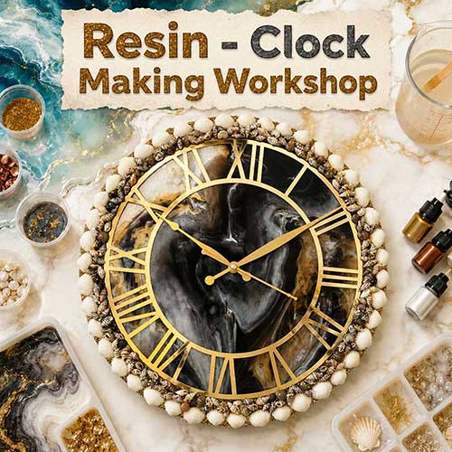 Online Resin Clock Making Workshop, Resin Clock Making Workshop for Women, Resin Clock Making Workshop for Ladies, Art & Craft Workshops for Women, Best Resin Clock Making Workshop for Ladies in Delhi, India, Himanshu Art Institute