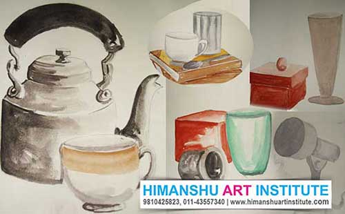 Still Life Classes in Delhi, Freehand Drawing Classes, BFA Entrance Exam Coaching Classes, Object Drawing Classes, Still Life Classes, Composition Drawing Classes, Online Best Still Life and Composition Drawing Classes in Delhi, India